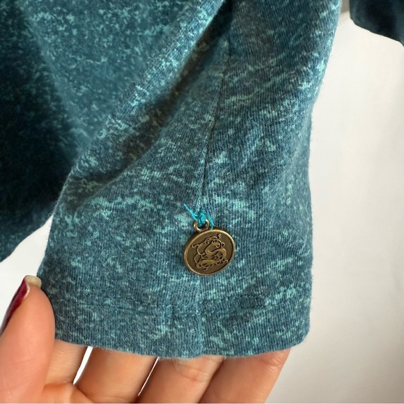 Soft Surroundings Teal Embroidered Blouse size: M   Velvet Smocked V Neck - Picture 12 of 15